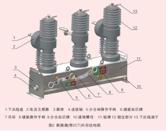 高压真空开关-ZW32-12户外高压真空断路器结构图